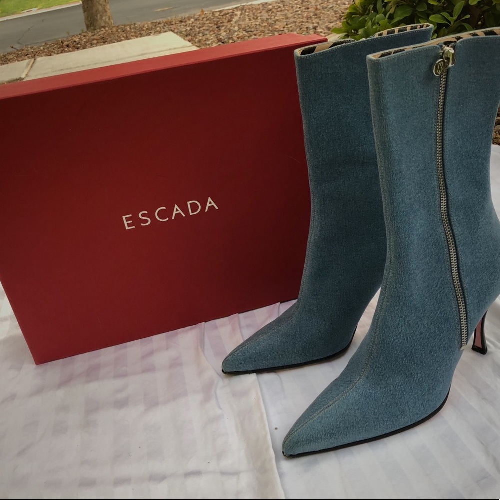 Escada denim blue Doria boots